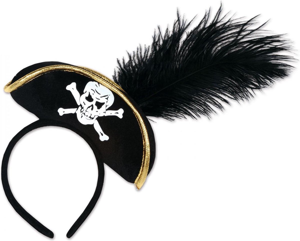 360 DEGREES - Piratenhoed haarband met veer voor volwassenen - Accessoires > Haar & hoofdbanden